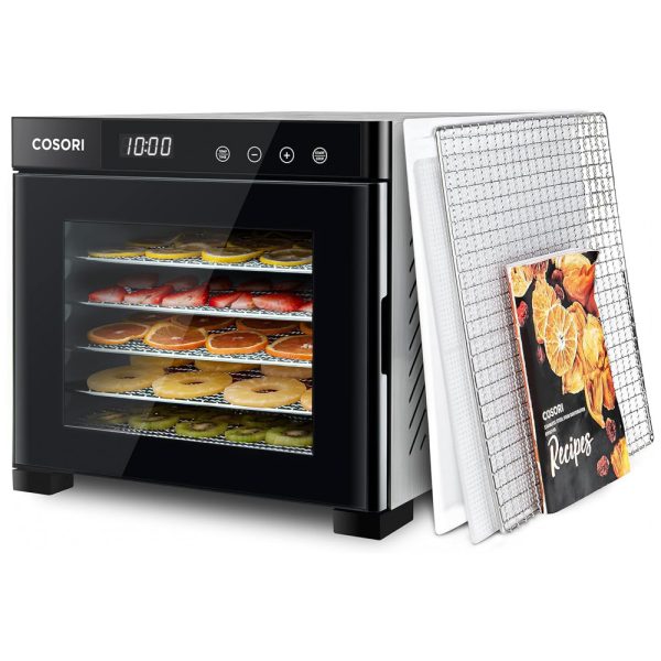 ectq8kb2ybg80b_0 jpg - Desidratador de Alimentos com 6 Bandejas e Controle Digital, Aço Inoxidável 600W, 110v, COSORI, Preto