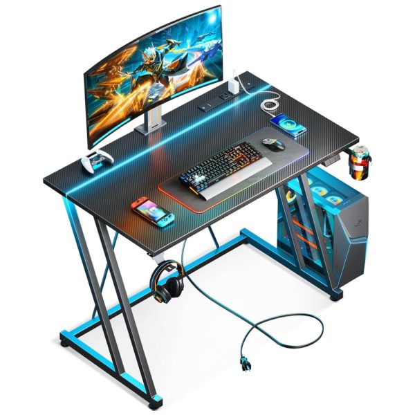 ectq8r3jwlgc0b_0 jpg - Mesa Gamer 31.5 80 cm com Textura de de Fibra de Carbono, Gancho para Fone de Ouvido, Tomadas, 1 Portas USB e Luz LED, 110V, MOTPK, Preto