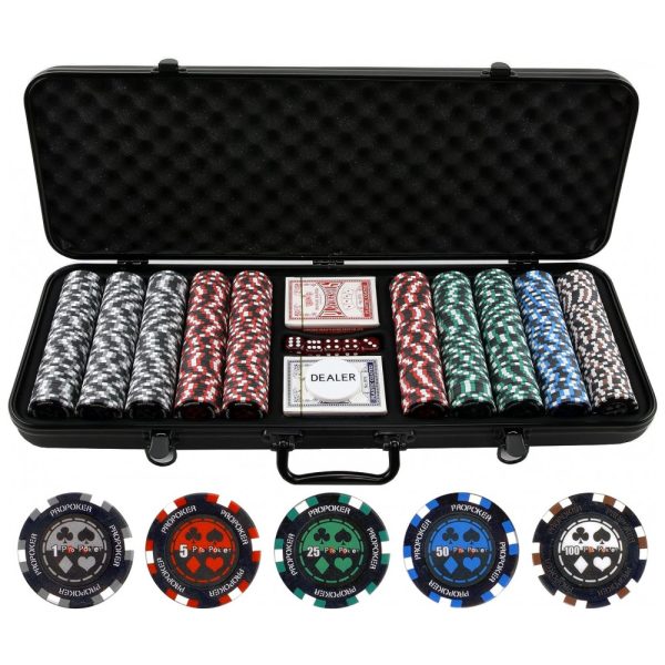 ectq8tvq6e100b_0 jpg - Maleta de Poker com 500 Fichas de Argila Numeradas para Texas Holdem 13g, Versa Games, Preta