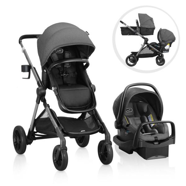 ectq8w733fmb0b_0 jpg - Carrinho de Bebê Travel System Modular com Assento de Carro Infantil LiteMax, Barra Anti Rebote e 23 Configurações, Evenflo, Cinza