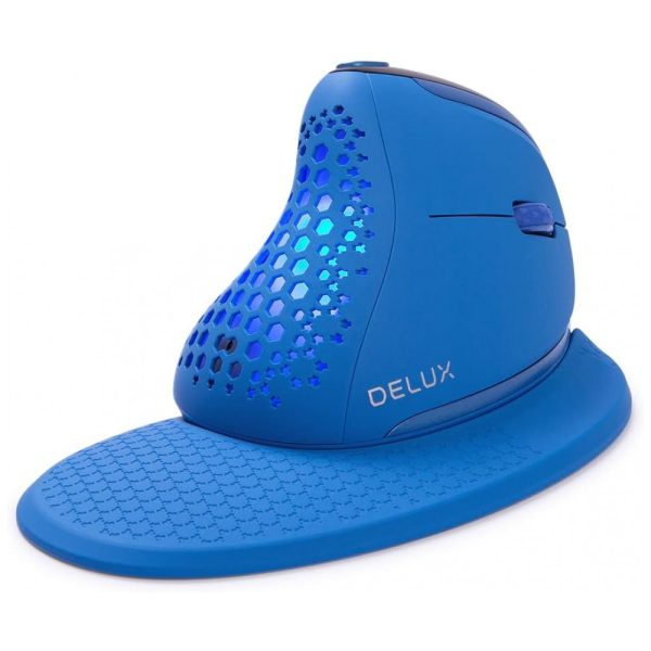 ectq8yll46g90b_0 jpg - M618SXD Mouse Ergonômico sem Fio Reduz a Tensão do Pulso com 4 Conexões tooth e Luz LED, 7200 DPI, DELUX SEEKER M618XSD Blue, Azul