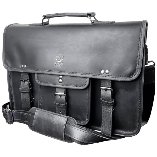 ectq8zxl11mc0b_0 jpg - Bolsa Carteiro Masculina Couro de Búfalo para Laptop com 16 Polegadas, RUSTIC TOWN, Preta