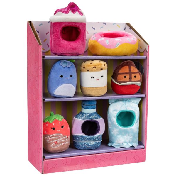 ectq952g819c0b_0 jpg - Kit 4 Pelúcias Squishmallows de 5 cm e 4 Fantasias para Crianças, Squishville SQM0551, Colorido