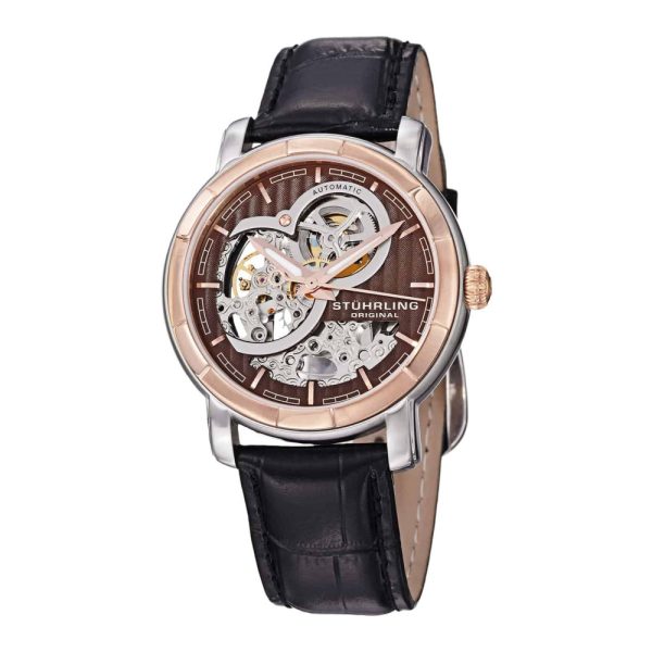 ectq965r33_961_0 jpg - Relógio Delphi Dauphin 169 Automático 40mm com Mostrador Marrom e Pulseira de Couro Preto Stuhrling