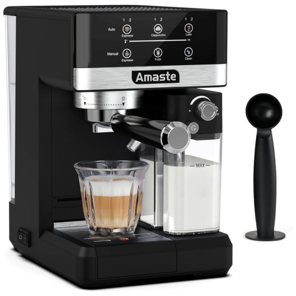 ectq97bbz2wc0b_0 jpg - Máquina de Café Expresso 3 em 1, 20 Bar com Visor Digital, Vaporizador de Leite e 6 Modos de Preparo Predefinidos, 110V 1350W, Amaste CM5340, Preta