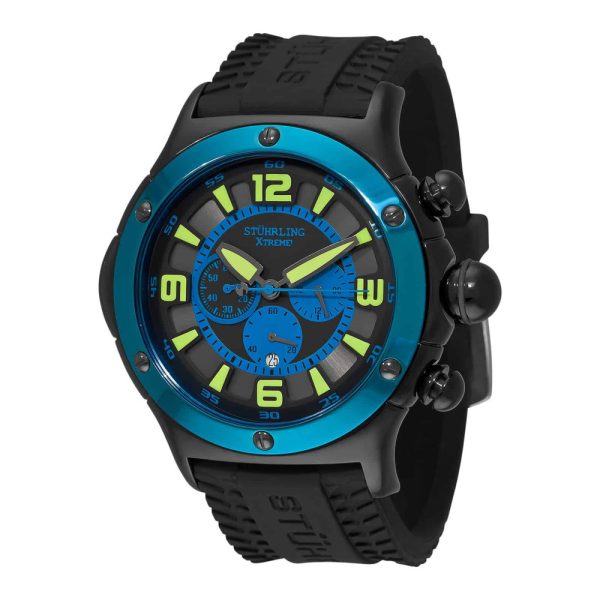 ectq986533_rc3_0 jpg - Relógio Aviador Alpine Sport 3CR 54mm com Mostrador Cinza e Pulseira de Borracha Preta Stuhrling.