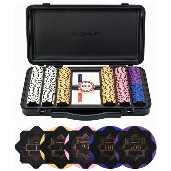 ectq997zl3280b_0 jpg - Maleta de Poker com Detalhes de Couro e 300 Fichas Numeradas para Texas Holdem, SLOWPLAY, Preta