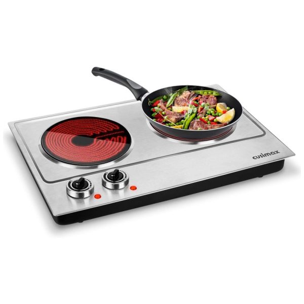 ectq99m2qtq70b_0 jpg - Cooktop Fogão Elétrico Portátil Duplo Queimador de Cerâmica Infravermelho 1800W 110V, CUSIMAX, Prata