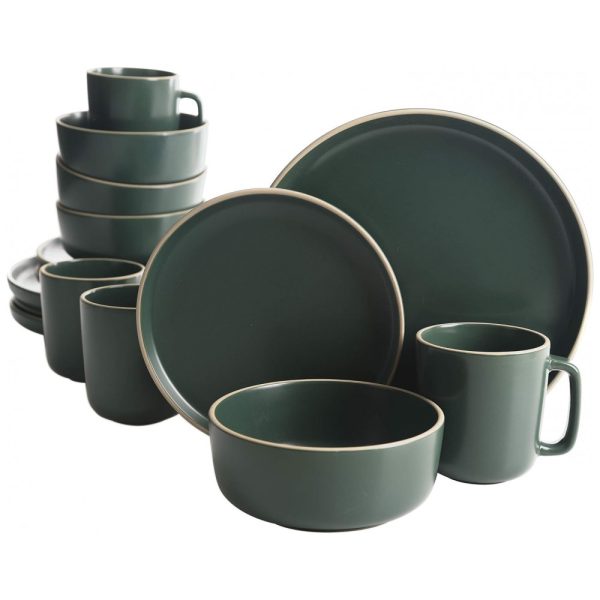 ectq9c29ftd80b_0 jpg - Aparelho de Jantar com 16 Peças em Cerâmica Faiança Incluindo Pratos, Xícaras e Bowls, Gibson Home Zuma, Verde