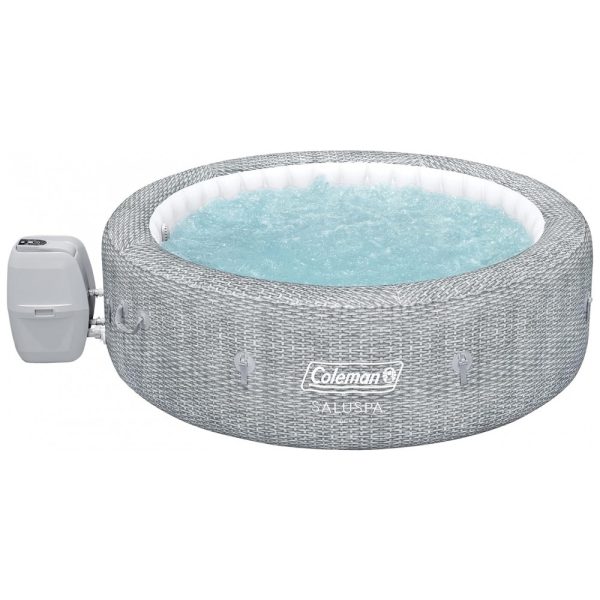 ectq9gmbhvx90b_0 jpg - Spa Inflável Hidromassagem 2 a 7 Pessoas com 180 Jatos Calmantes e Capa, Coleman SaluSpa, Cinza