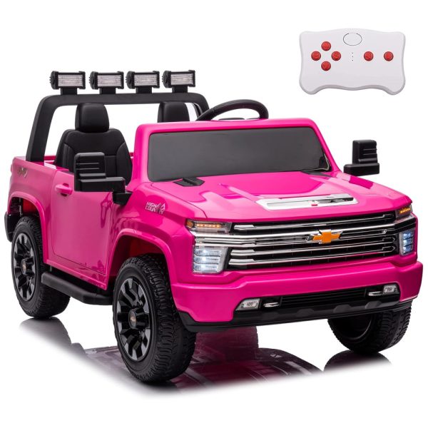 ectq9r1jyfvb0b_0 jpg - Carro Elétrico Infantil, Chevrolet Silverado com Controle Remoto, 2 Lugares, Luzes, Música e Pneus EVA, 24V, NEWQIDA, Rosa