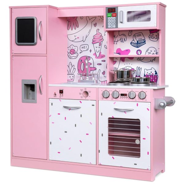 ectq9r4zdt990b_0 jpg - Cozinha Infantil em Madeira com Micro ondas, Máquina de Gelo a Bateria e Som Realista, Lil Jumbl, Rosa