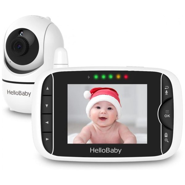 ectq9w8nprn70b_0 jpg - Babá Eletrônica Monitor com Câmera de 8cm HD Visão Noturna Infravermelha, Canção de Ninar, HELLOBABY HB65, Branco