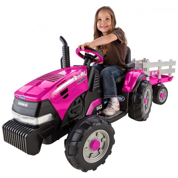 ectqaz3go9i00b_0 jpg - Trator Elétrico Infantil com Reboque, Peg Perego Case IH Magnum 12 Volts, Rosa