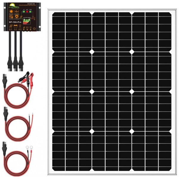 ectqb2npzyw70b_0 jpg - SUPER, Kit Painel Solar, Monocristalino, à prova dágua, 50W, 12V, 1 unidade, SUNER POWER, Preto