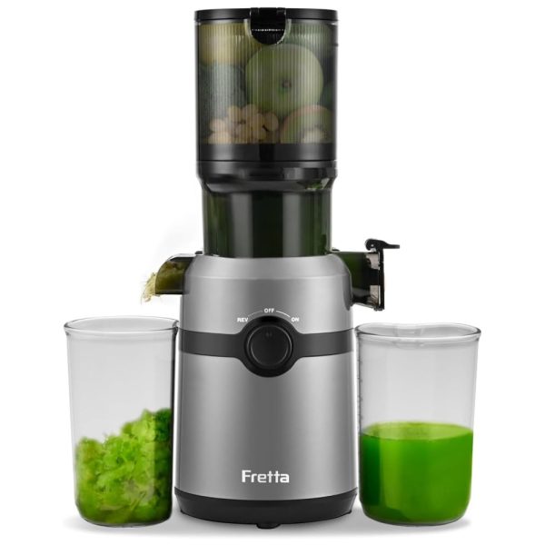 ectqb8g1pykc0b_0 jpg - Centrifuga de Frutas de Mastigação Lenta com Calha de Alimentação Grande e Autoalimentação, de Fácil Limpeza, 110V 200W, Fretta, Cinza