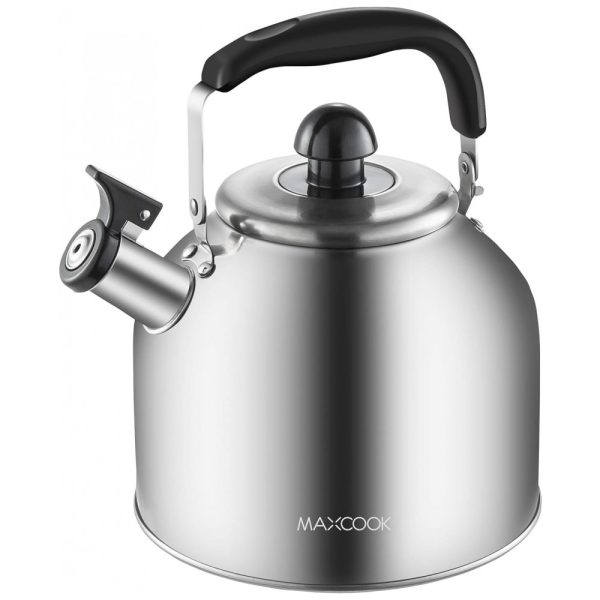 ectqb92spdk80b_0 jpg - Chaleira de Chá 4 Litros em Aço Inoxidável com Apito, MAXCOOK, Prata