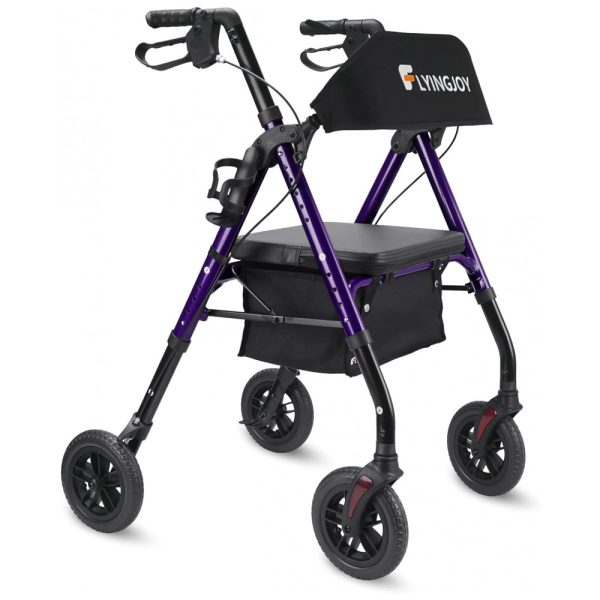 ectqbf5sw99b0b_0 jpg - Andador para Idoso Dobrável até 136kg com Assento, Encosto Extra Largo e Suporte para Bengala, FlyingJoy, Roxo