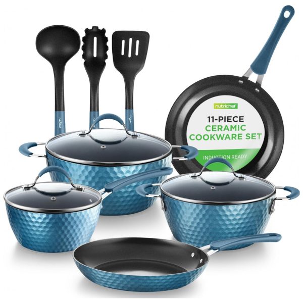 ectqbfydxk480b_0 jpg - Conjunto de Panelas e Frigideiras Antiaderentes em Alumínio com Utensílios, 11 Peças, NutriChef, Azul Royal