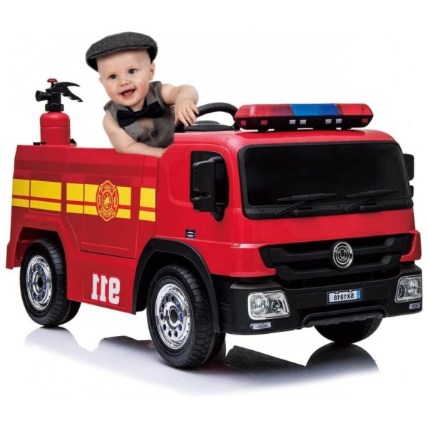 ectqbhk3ncs90b_0 jpg - Carro Bombeiro Elétrico Infantil com Controle Remoto e 3 Velocidades, Bateria 12V, TLSUNNY, Vemelho