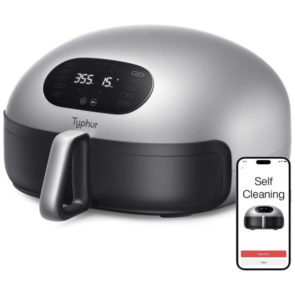 ectqbk6y6pkc0b_0 jpg - Fritadeira Elétrica Airfryer 5L Inteligente com Auto Limpeza e Cesta para Lava Louça, 110V 1750W, Typhur, Prata