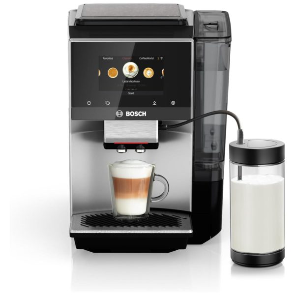 ectqbm2bkywc0b_0 jpg - Máquina de Café com Home Connect, Recipiente de Leite em Vidro, 36 Variedades de Café com Coffee World e Xícara Dupla, 110V 800W, Bosch Série 800 TPU60501, Prata Metálico