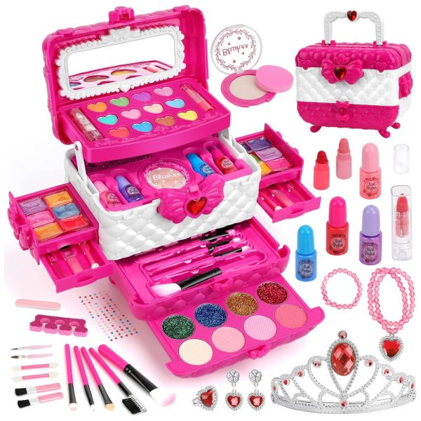 ectqbm5gylbb0b_0 jpg - Kit de Maquiagem Infantil Lavável com 60 Peças para Crianças de 3 a 12 Anos, Teensymic Princesa, Rosa