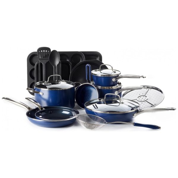 ectqbr979jp80b_0 jpg - Conjunto de Panelas Antiaderente Revestida de Cerâmica e Utensílios, 20 Peças, BLUE DIAMOND CC002374 001, Azul