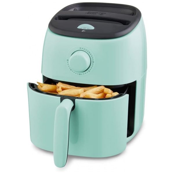 ectqbvzpk5180b_0 jpg - Fritadeira Elétrica AirFryer 2.6L com Frigideira Antiaderente e Desligamento Automático, 110v, DASH DCAF200GBAQ02, Verde Claro