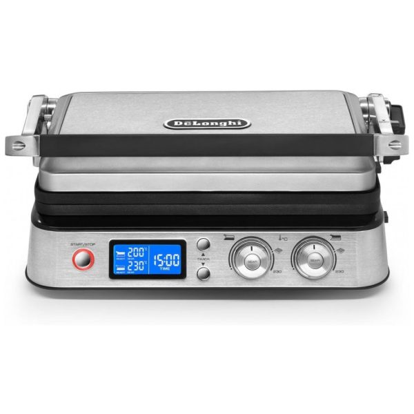 ectqbyfe7fm10b_0 jpg - Churrasqueira Grill Elétrica com Placa para Waffle, 1800W, 110v, DELONGHI CGH1030D, Prateado