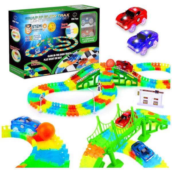 ectqc4v5snq70b_0 jpg - Pista de Corrida STEM Arco Iris Dobrável com 360 Peças, Inclui 2 Carros Iluminados, USA Toyz.