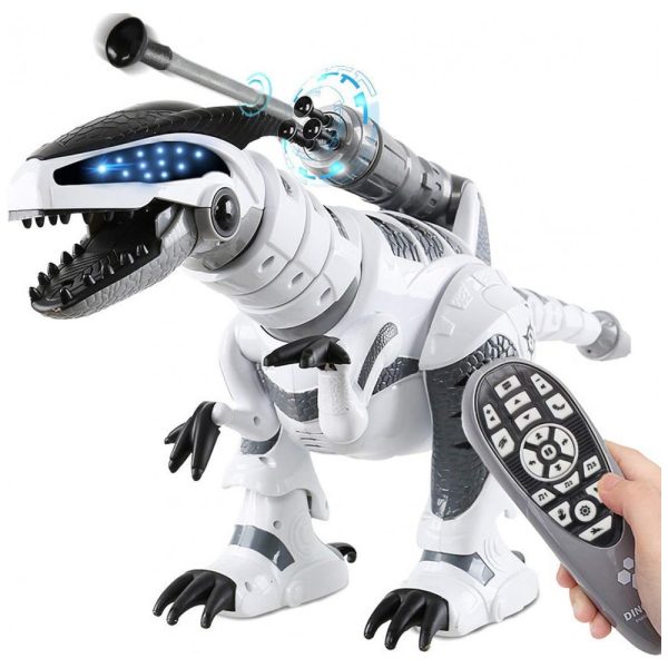 ectqcb7ss7970b_0 jpg - Dinossauro Robô Interativo com Controle Remoto e Modo Luta para Crianças Acima de 5 Anos, FISTONE, Branco