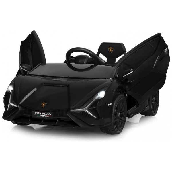 ectqccy97gp90b_0 jpg - Lamborghini Carro, Carrinho Elétrico Infantil a Bateria 12V 1 Assento com 3 Velocidades Luz LED e Suspensão de Mola, INFANS, Preto