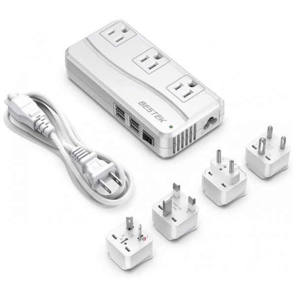 ectqcgn560i00b_0 jpg - Transformador de Tensão 220V para 110V até 250W com 4 Portas USB 6A e Adaptadores Universais, BESTEK, Branco