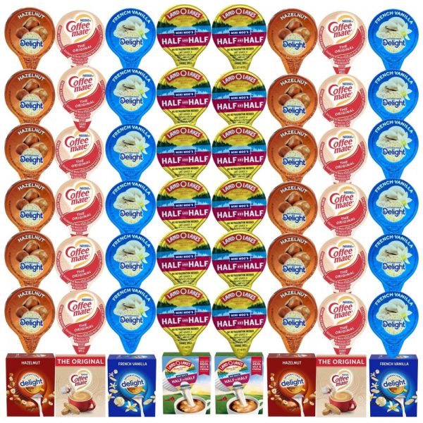 ectqch5m92zb0b_0 jpg - Creme Líquido para Café com 4 Sabores Variados, 48 Unidades no Total, Delight, Land Laker s Half e Nestlé Coffe Matte