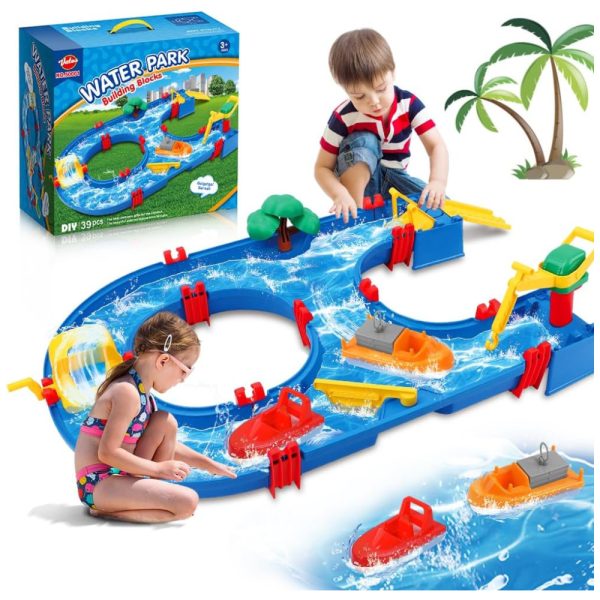 ectqckvk9fpc0b_0 jpg - Mini Parque Aquático Playset com 39 Peças para Crianças de 3 a 12 Anos, Vatos, Azul