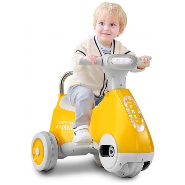 ectqcmtfbnbb0b_0 jpg - Moto Elétrica Triciclo Infantil com Três Músicas Dinâmicas, Luzes LED e 2 Modos, 6V, Sfrvkly, Amarelo