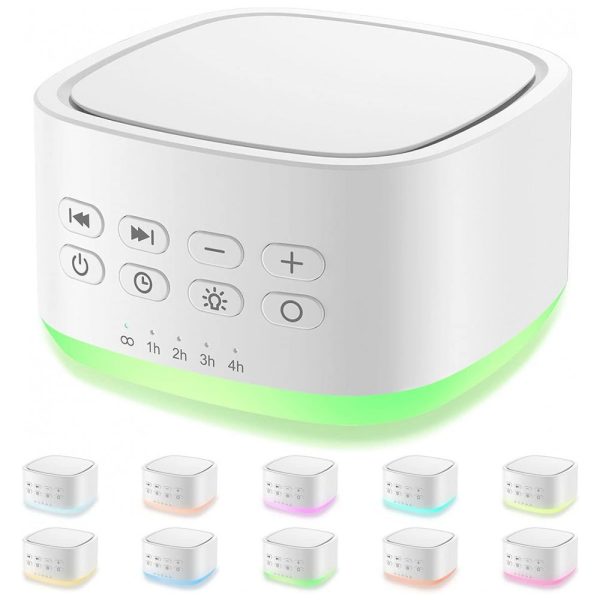 ectqcvrhbtr70b_0 jpg - Máquina de Ruído para Dormir, 25 Sons com 10 Luzes Ambiente Programável, 110v, MAGICTEAM White, Branco