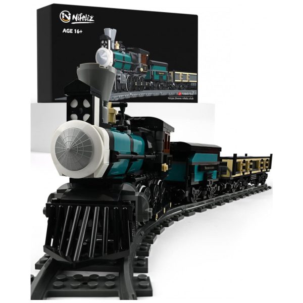 ectqcx4sg2v90b_0 jpg - Kit de Construção Trem a Vapor TH10 com 560 Peças, Nifeliz, Preto e Azul