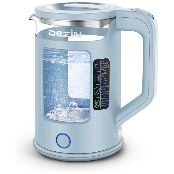 ectqcy4nnz880b_0 jpg - Chaleira Elétrica 1.5L, com Desligamento Automático, 800W, 110v, DEZIN DZ350, Azul