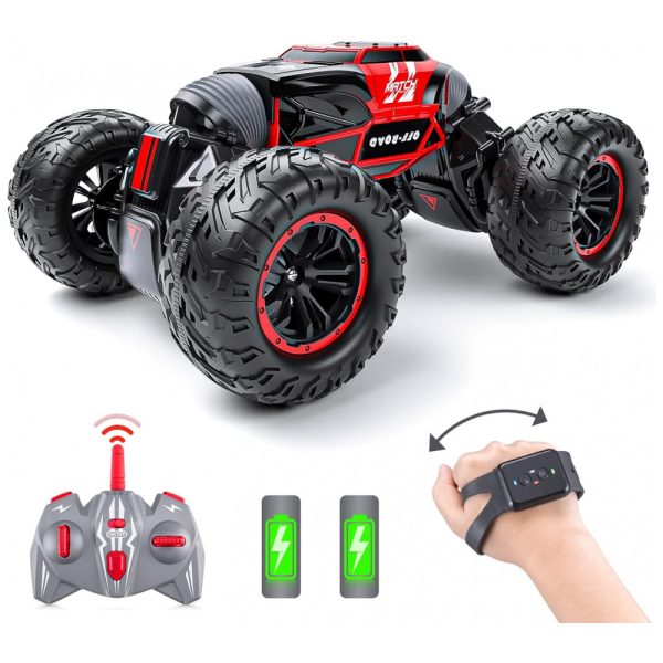 ectqd735wkmb0b_0 jpg - Carrinho de Controle Remoto e Sensor de Gestos Off Road, com 2 Baterias e à Prova DÁgua para Crianças de 6 a 12 Anos, Powerextra, Preto e Vermelho