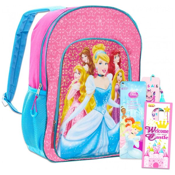 ectqd8tws7g90b_0 jpg - Mochila Escolar Infantil Disney Princesas com Adesivos para Crianças a Partir de 6 Anos, Rosa