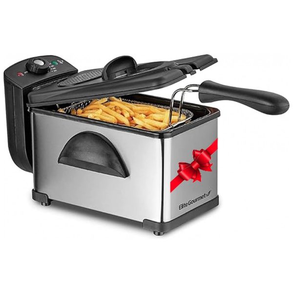 ectqd9379d6b0b_0 jpg - Fritadeira Elétrica 2L em Aço Inoxidável, 1500W 110V, Elite Gourmet EDF2100, Prata