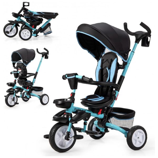 ectqddmmz5s90b_0 jpg - Triciclo Infantil para Passeio com Assento Ajustável 7 Estágios, Idade Recomendada 1 a 4 Anos, HONEY JOY, Azul