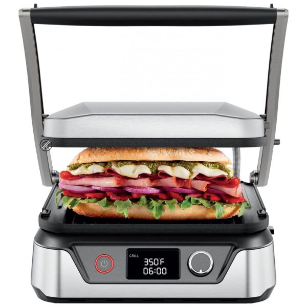 ectqdfywhc7b0b_0 jpg - Grill Elétrico 5 em 1 com Revestimento Antiaderente e Placas de Grelhar Removíveis e Reversíveis, 110V 1500W, Chefman, Prata