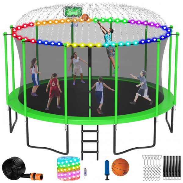 ectqdj8x98yb0b_0 jpg - Cama Elastica Capacidade até 700 kg com Luz e Cesta de Basquete, LHX, Verde