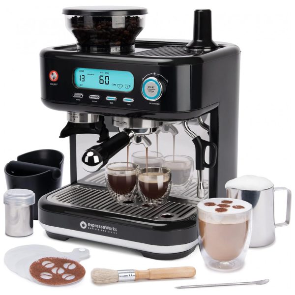 ectqdp6cj51b0b_0 jpg - Máquina de Café Expresso EspressoWorks 15 Bar com Vaporizador Embutido, 110V 1350W Preta