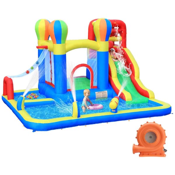 ectqdqb3kyp90b_0 jpg - Parque Aquático Inflável até 136 kg com Toboágua, Piscina Grande, Pulverizadores de Água e Canhão de Água, Baralir, Colorido