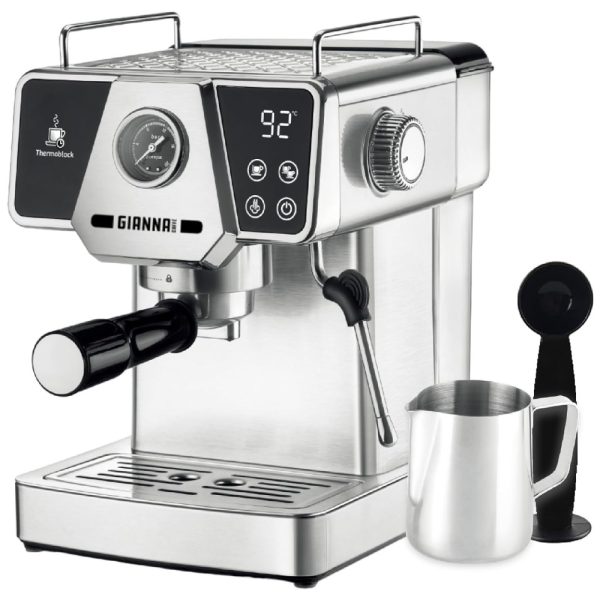 ectqdqgsrwxc0b_0 jpg - Máquina de Café Expresso 20 Bar com Bocal de Leite, Cronômetro e Tanque de Água de 1,8L, 110V 1350W, Gianna Milano, Prata