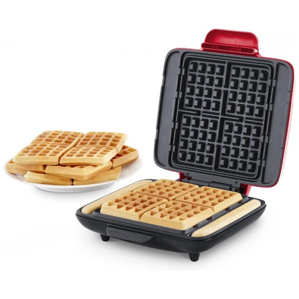 ectqdrsjglm80b_0 jpg - Deluxe Máquina de Waffle Antiaderente, Aço Inoxidável, 1200W, 110v, DASH DNMWM455RD, Vermelho